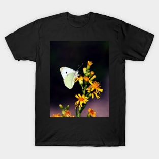 White Butterfly on Yellow Flowers T-Shirt